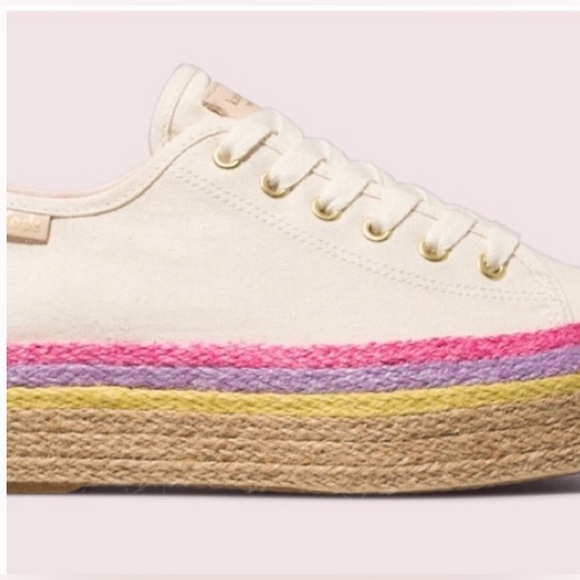 BNIB Kate Spade x Keds espadrille canvas platform sneakers 8.5 - Picture 4 of 10